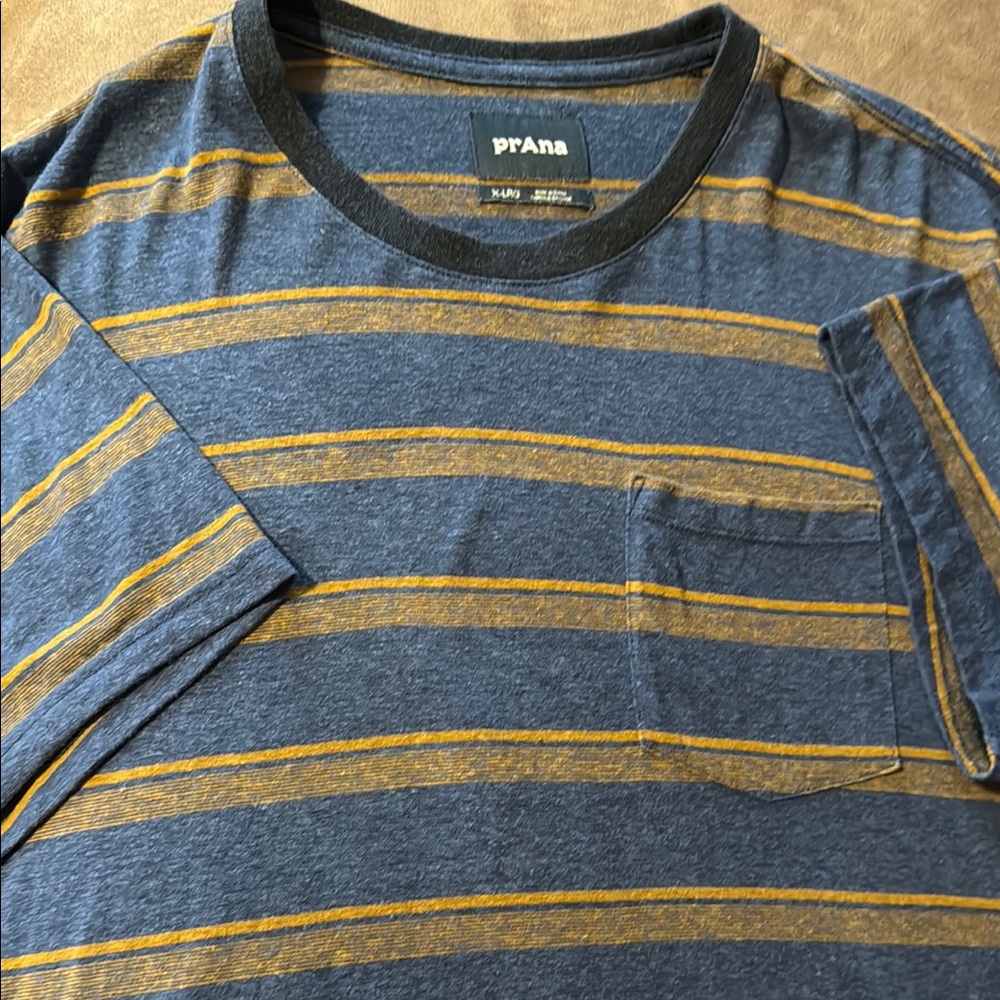 Prana Blue and Yellow Short Sleeve Tee